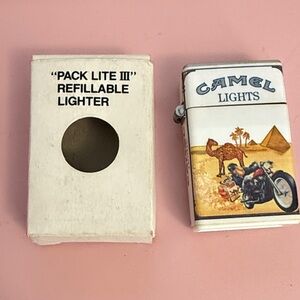 Vintage Camel Lights Refillable Lighter in original packaging. Not used.